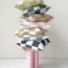 Kussenhoes Checkerboard lila wit