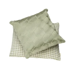 Kussen linnen Woven Dewgreen/offwhite