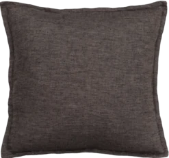 kussen soft linnen zw/bruin 48x48