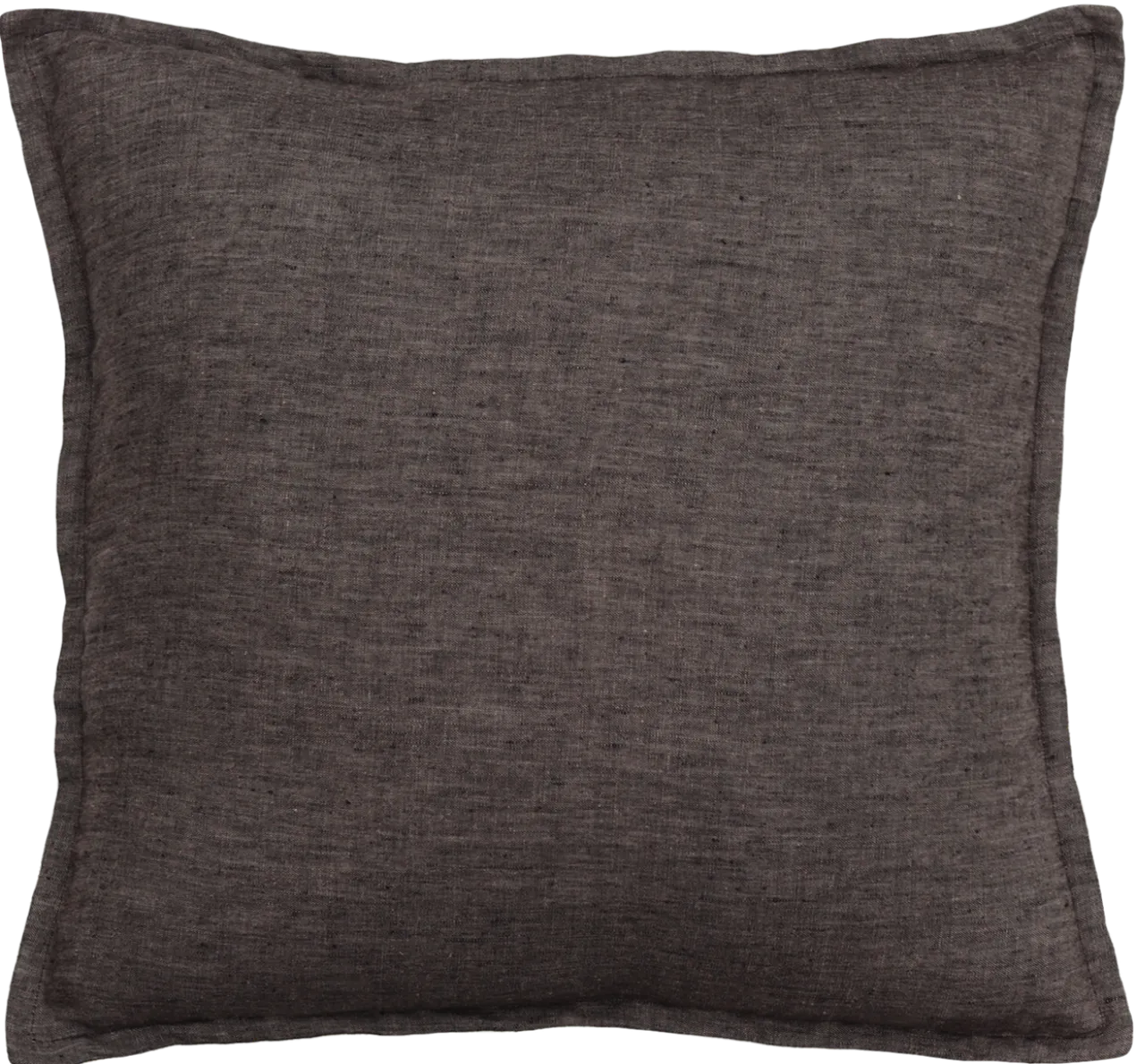 kussen soft linnen zw/bruin 48x48