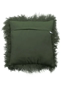 Kussen Tibetaans Schapenvacht 45x45 cm Groen