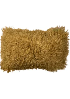 Kussen Tibetaans schapenvacht yellow 50x30 cm