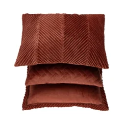 Kussen velours Grids mineralred