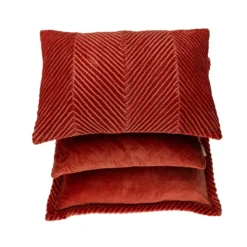 Kussen velours Grids orangered