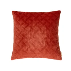 Kussen velours Grids orangered