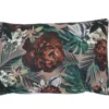 Kussen velvet flower leaves roze 50 x 35 cm