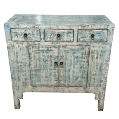 Ladekast blauw 3la 2deur uniek