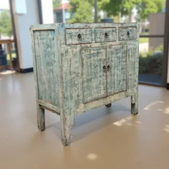 Ladekast blauw 3la 2deur uniek
