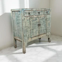 Ladekast blauw 3la 2deur uniek