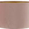 Lampenkap San Remo velours roze + gouden binnenkant 35x35x22 cm