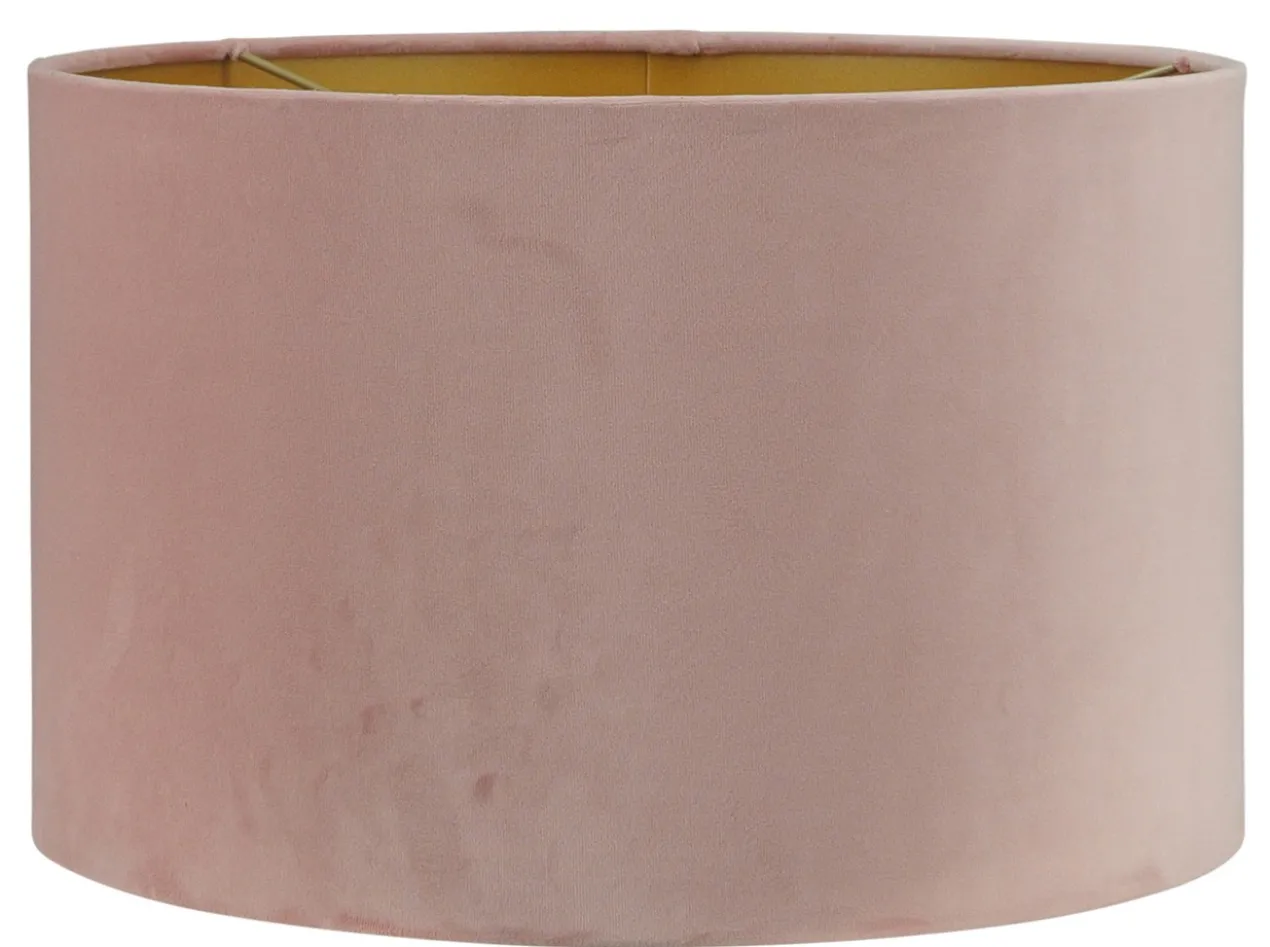 Lampenkap San Remo velours roze + gouden binnenkant 35x35x22 cm
