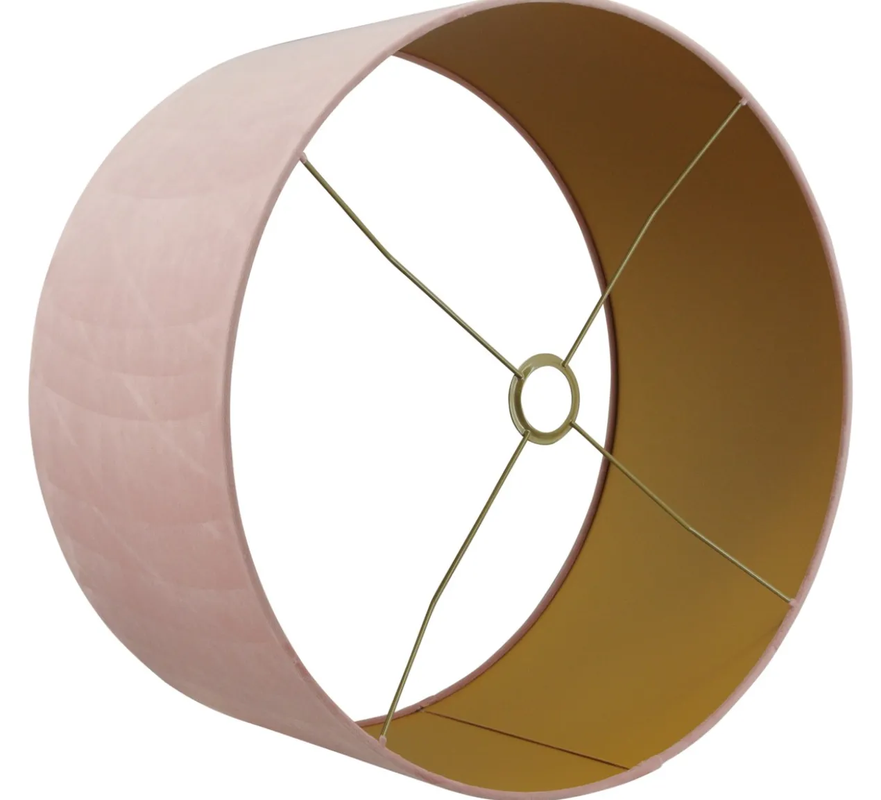 Lampenkap San Remo velours roze + gouden binnenkant 35x35x22 cm