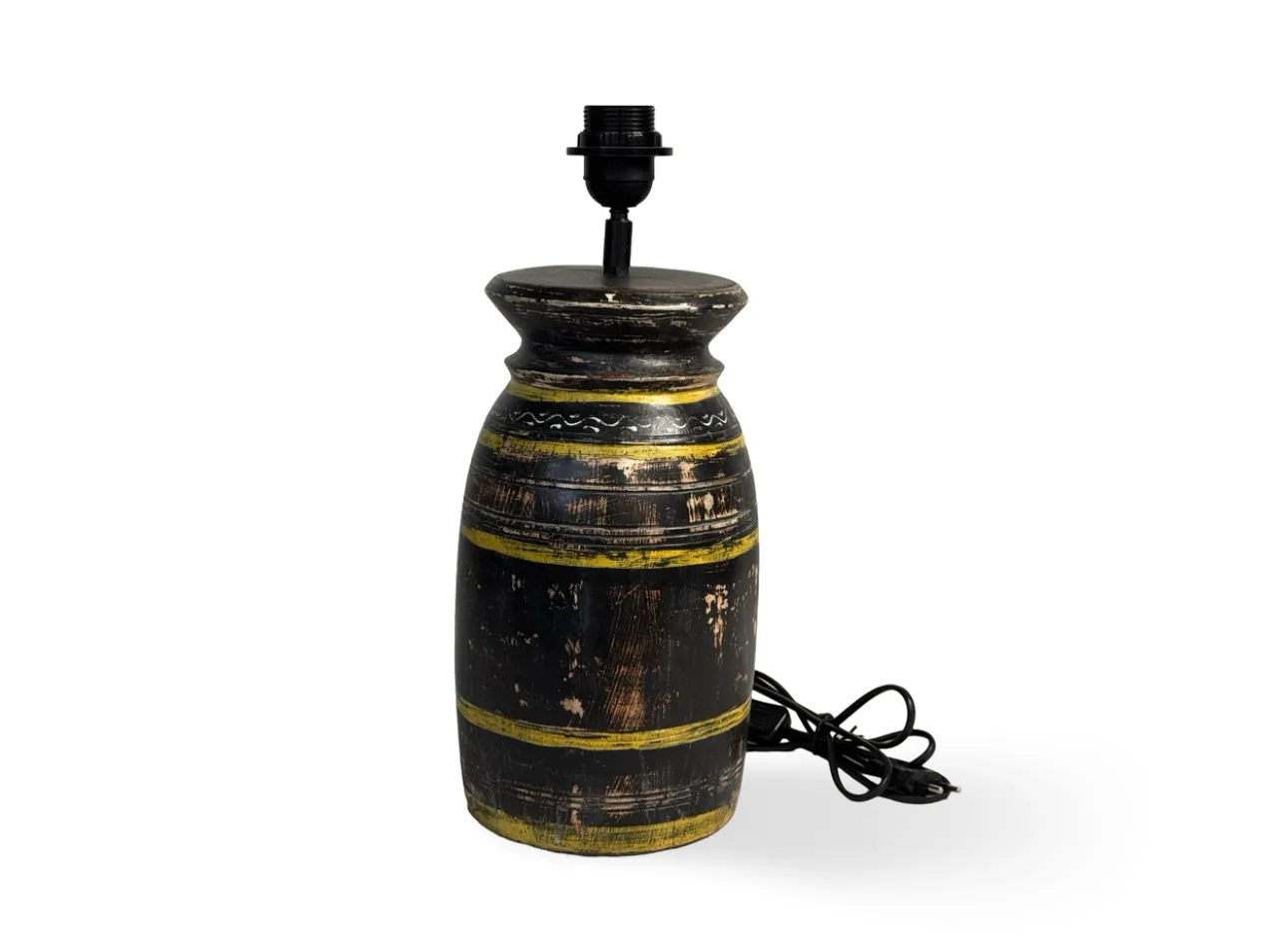 Lampvoet melkpot zwart/geel uniek