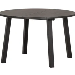 Lange jan uitschuifbare eettafel rond eiken blacknight [fsc]
