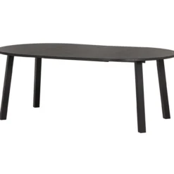 Lange jan uitschuifbare eettafel rond eiken blacknight [fsc]