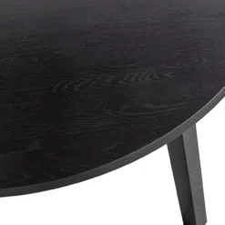 Lange jan uitschuifbare eettafel rond eiken blacknight [fsc]