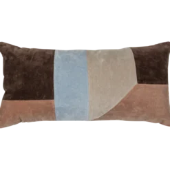 Laon kussens velvet naturel/blauw - set van 3