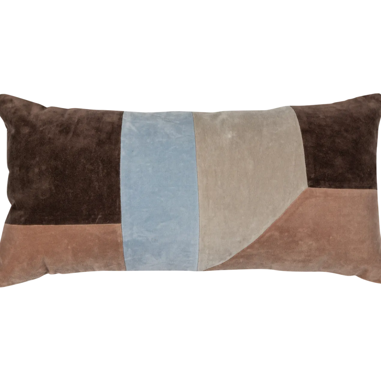 Laon kussens velvet naturel/blauw - set van 3