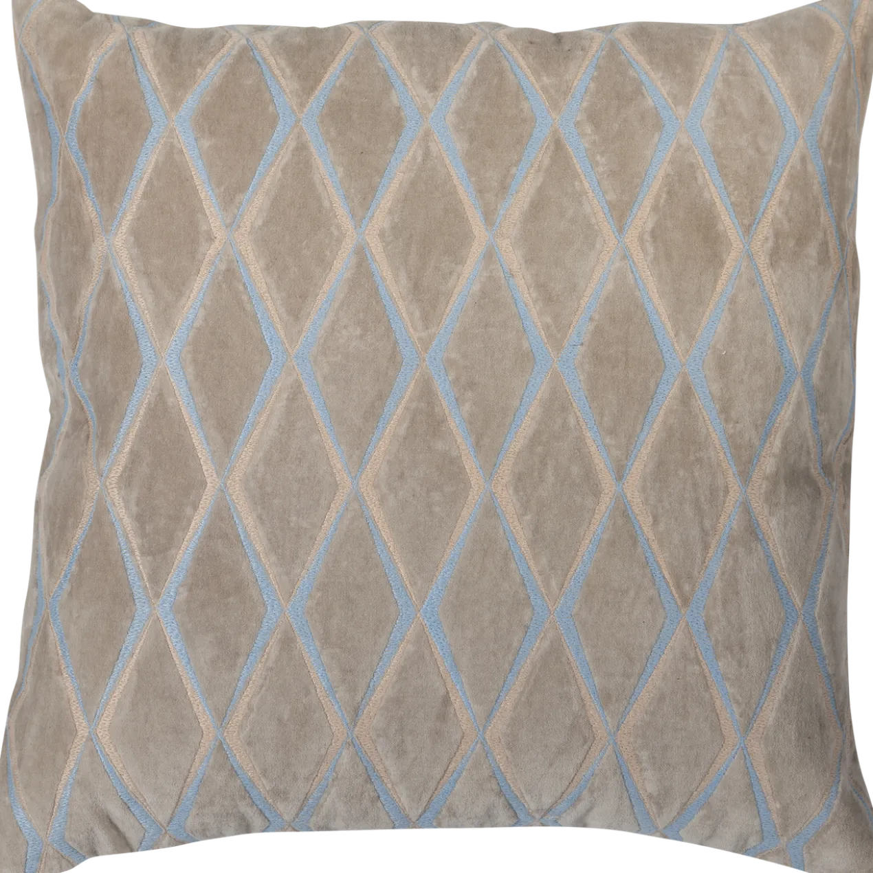 Laon kussens velvet naturel/blauw - set van 3