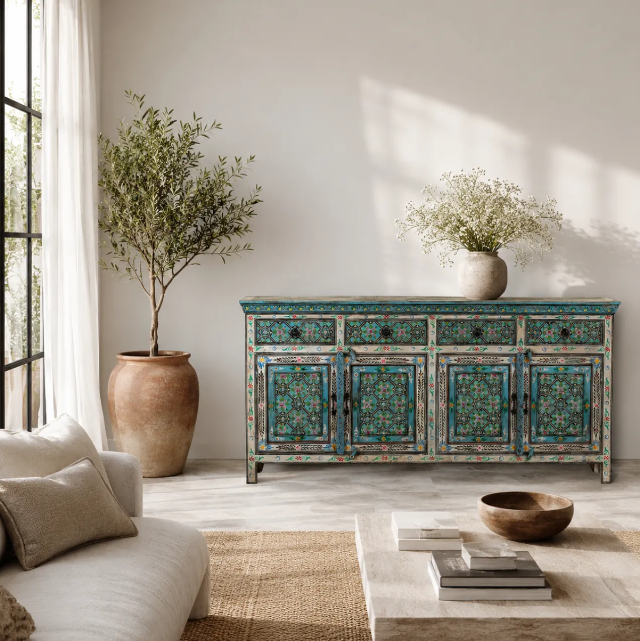 Lekha - Boho Dressoir Handbeschilderd