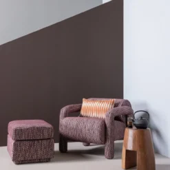 Lenny fauteuil met dessin bordeauxrood