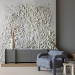 Lenny fauteuil met dessin grijsblauw