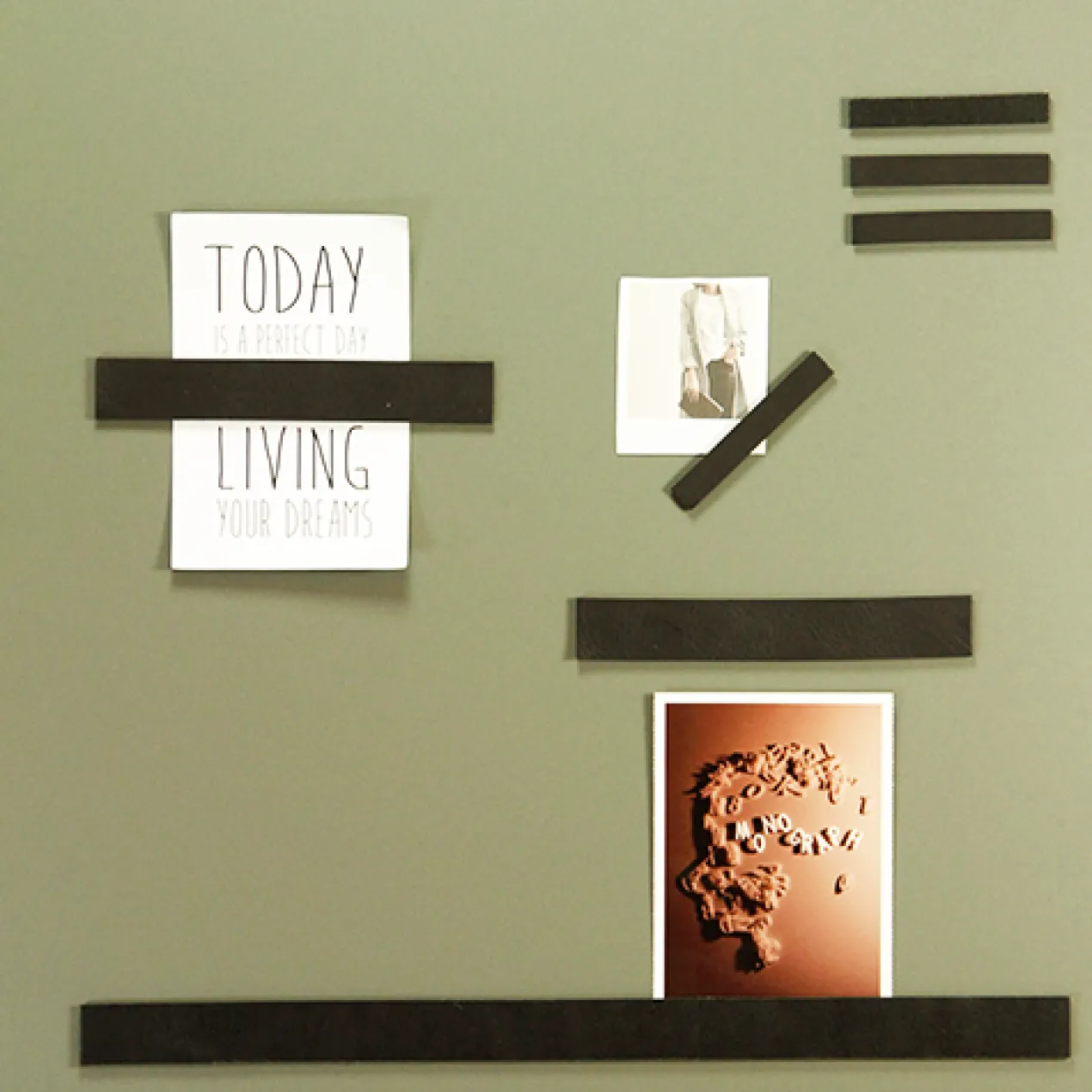 Leren magneetstrips (set) (7 stuks) Zwart