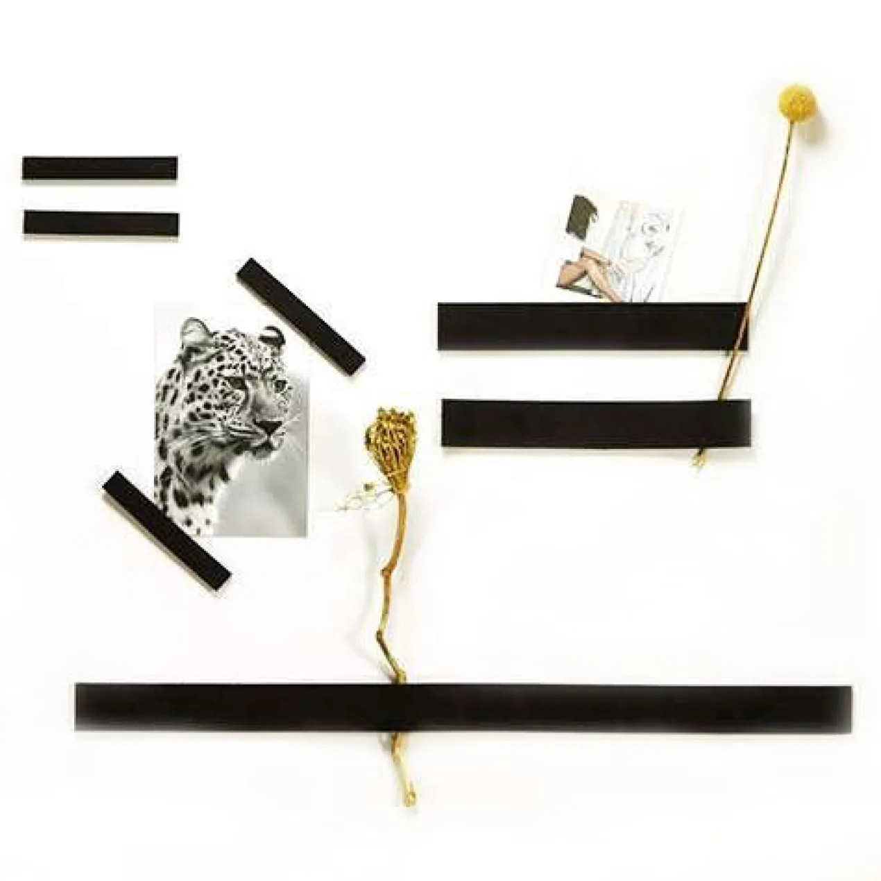 Leren magneetstrips (set) (7 stuks) Zwart