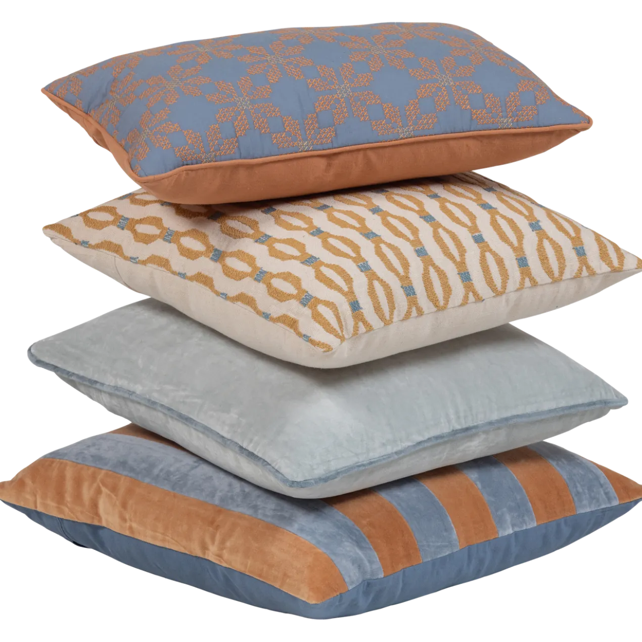 Lira kussens blauw/oranje - set van 4