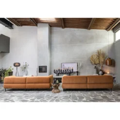 Lloyd 4-zits bank velvet kaneel