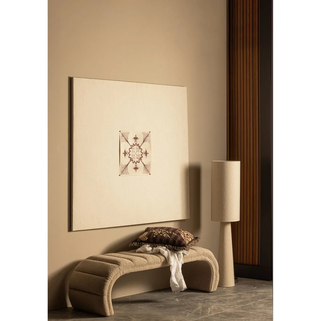Loft vloerlamp metaal/boucle naturel 130xo30 cm