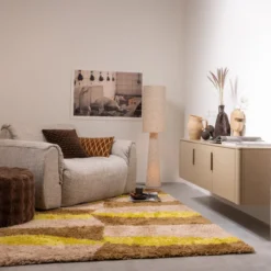Loft vloerlamp metaal/boucle naturel met stippen 130xo30 cm