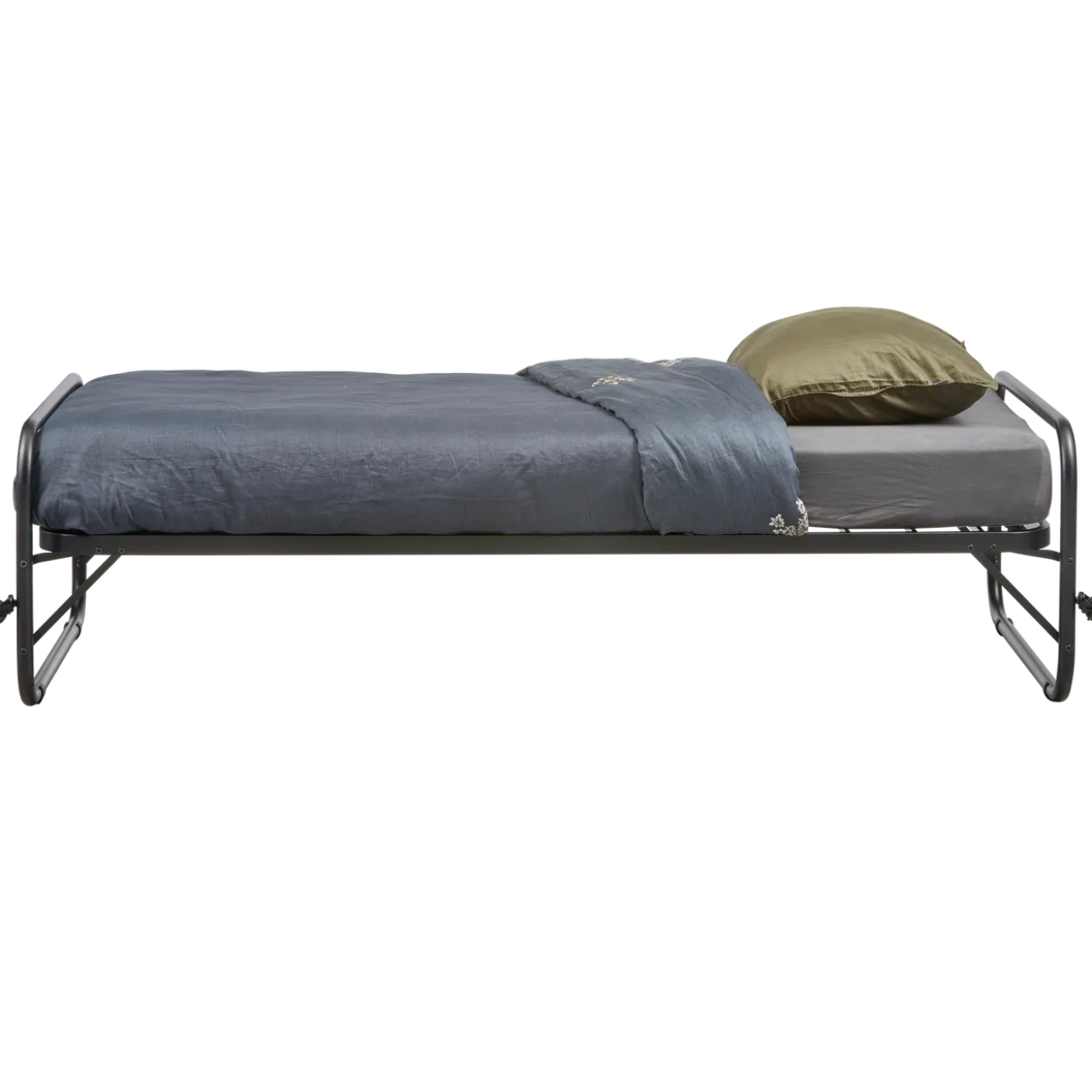 Lucy eenpersoons onderschuifbed metaal zwart 90x200 cm