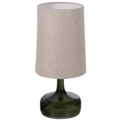 Luma tafellamp glas groen/kap naturel