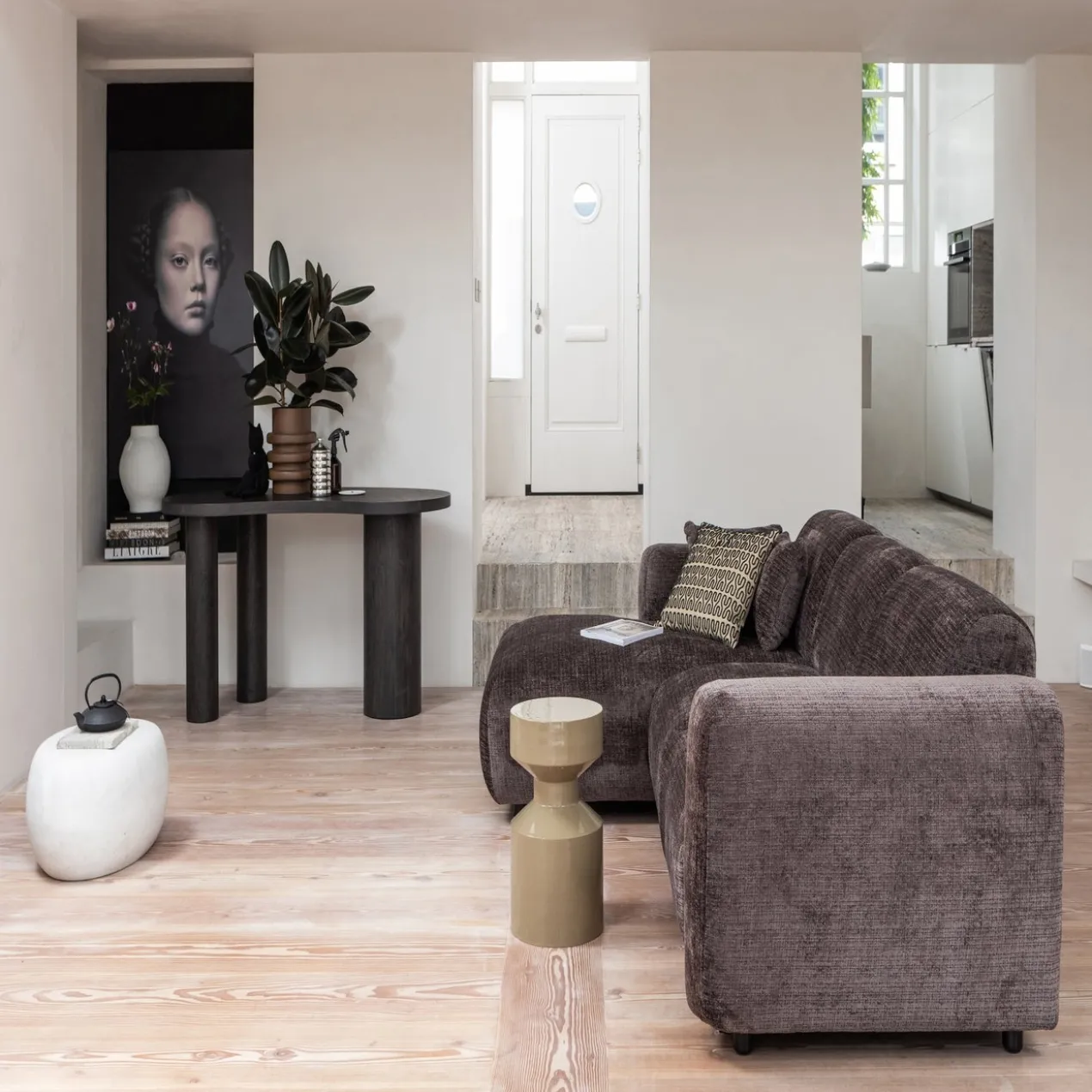 Maan organisch sidetable/bureau mdf donkerbruin