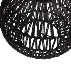 Macy tafellampvoet rattan look zwart