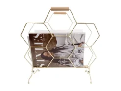 Magazine rack Honeycomb gold plated