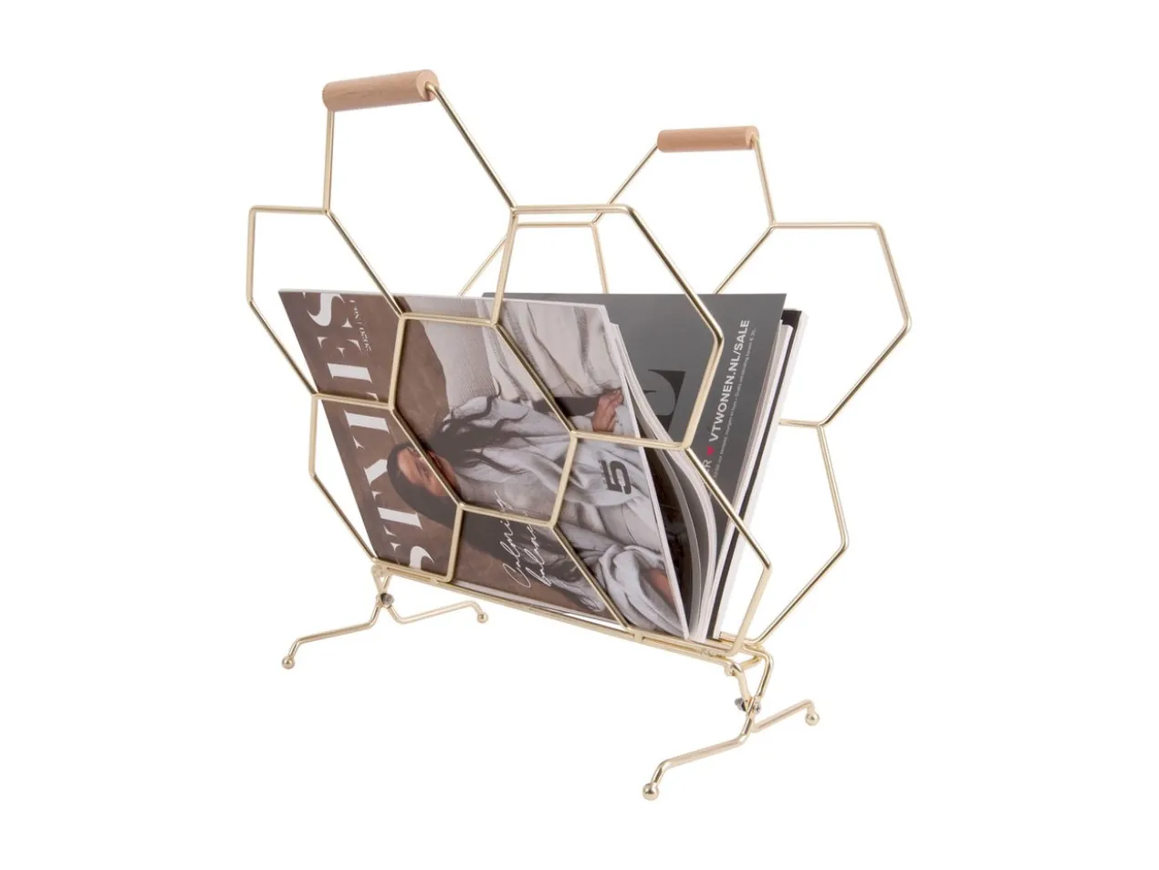 Magazine rack Honeycomb gold plated