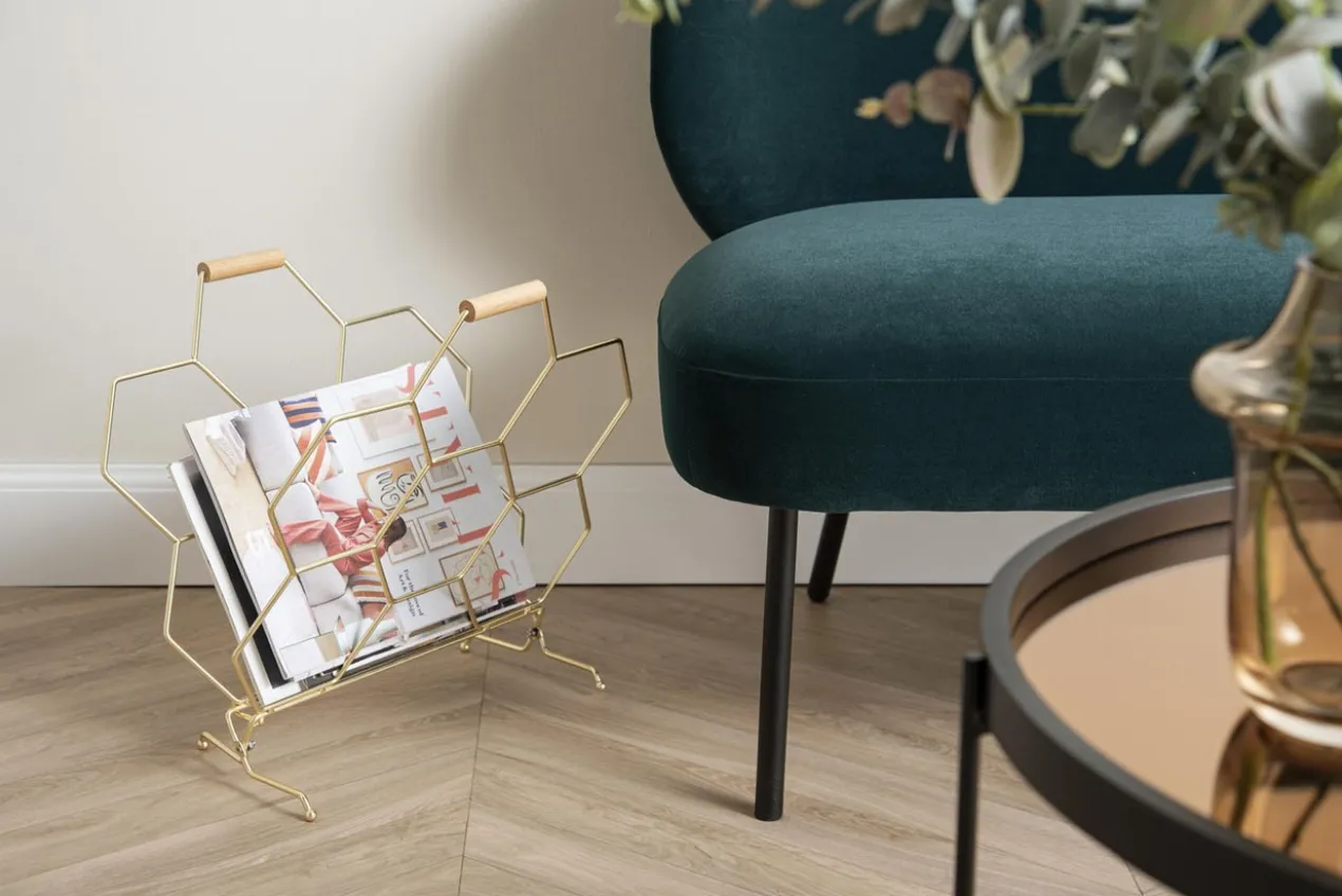Magazine rack Honeycomb gold plated