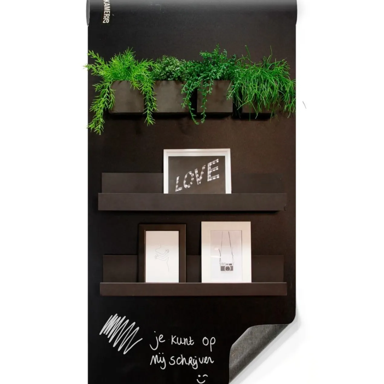Magneetbehang luxe krijtbord zwart 50x250 cm
