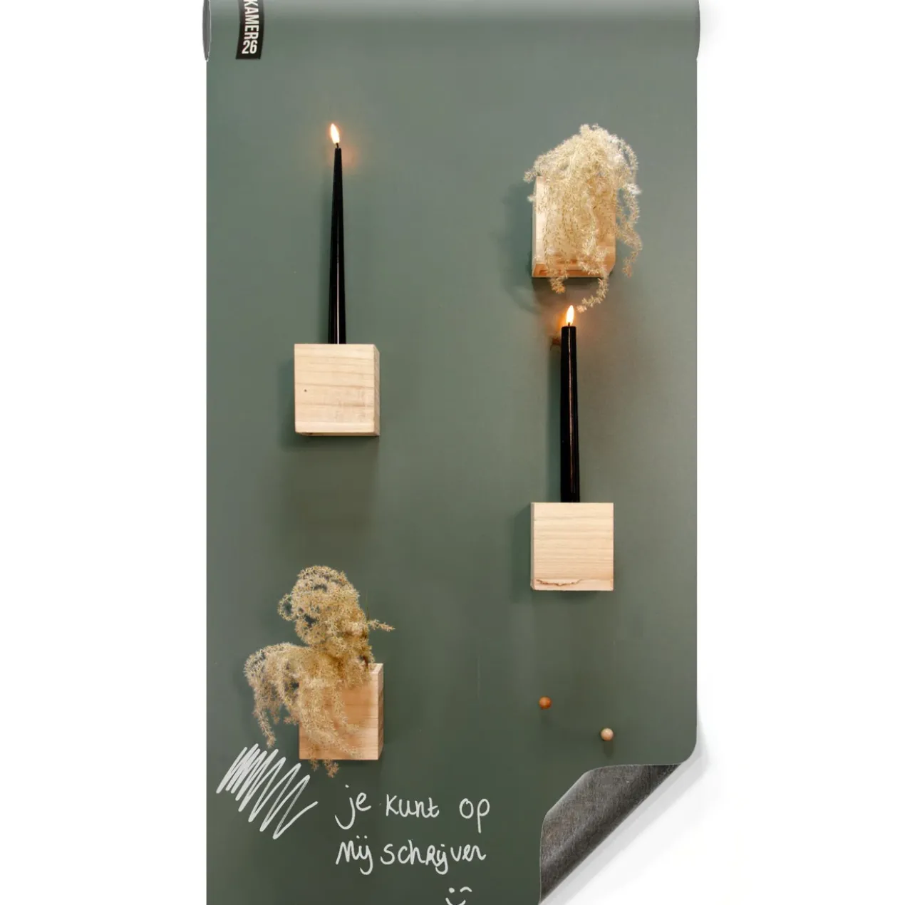 Magneetbehang luxe krijtbord olijfgroen 100x250 cm