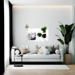 Magneetbord dessin - marmer wit 60x140 cm
