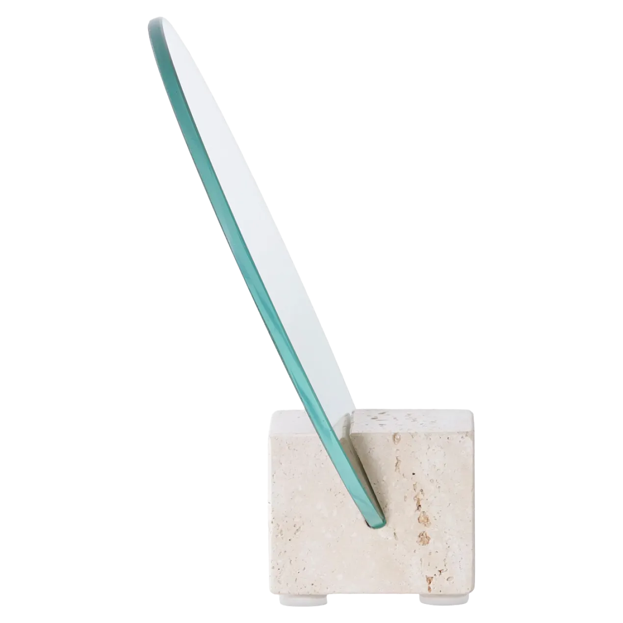 Make-up spiegel Rixt met travertijn standaard Beige