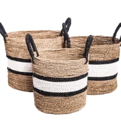 Mand naturel/wit/zwarte band en handvatten S