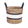 Mand naturel/wit/zwarte band en handvatten L