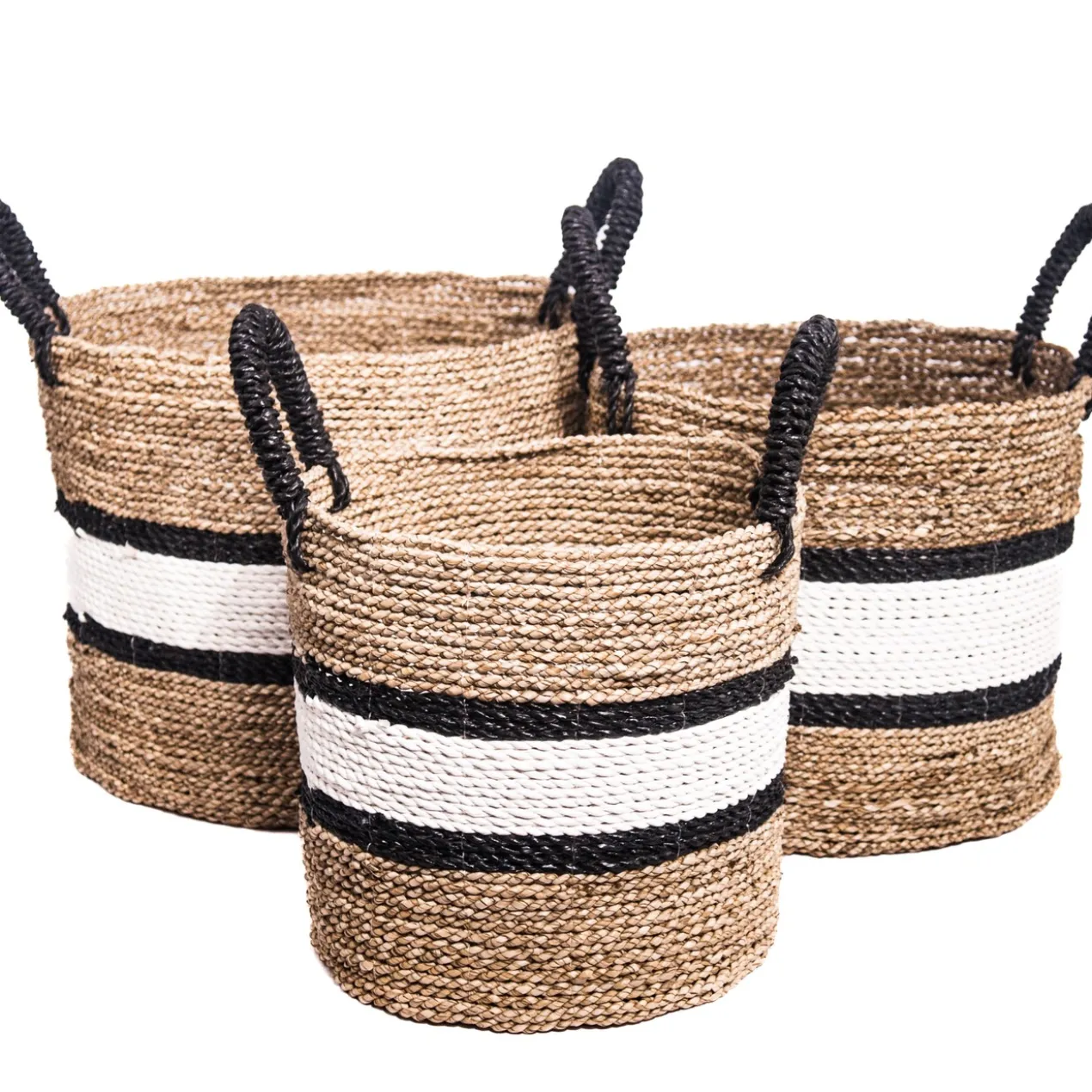 Mand naturel/wit/zwarte band en handvatten L