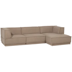 Manu chaise longue bank rechts teddy taupe [fsc]