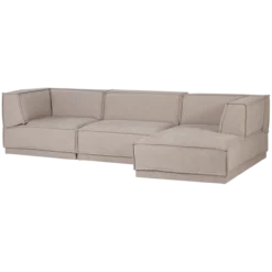 Manu chaise longue bank rechts grove chenille naturel [fsc]