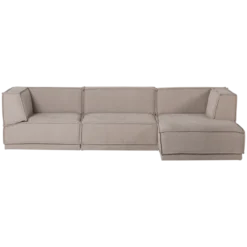 Manu chaise longue bank rechts grove chenille naturel [fsc]