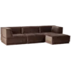 Manu chaise longue bank rechts velvet bruin [fsc]